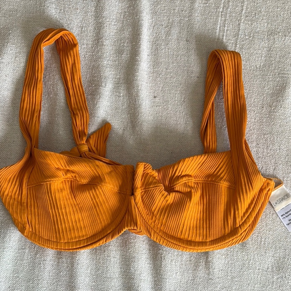 Orange Ribbed Women's Bikini Top